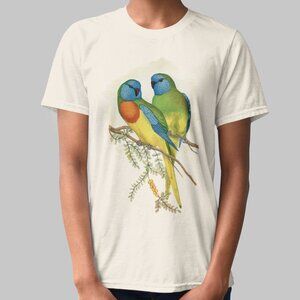 Scarlet-Chested Parrot Vintage Print Short Sleeve Graphic Tee T-shirt S M L XL